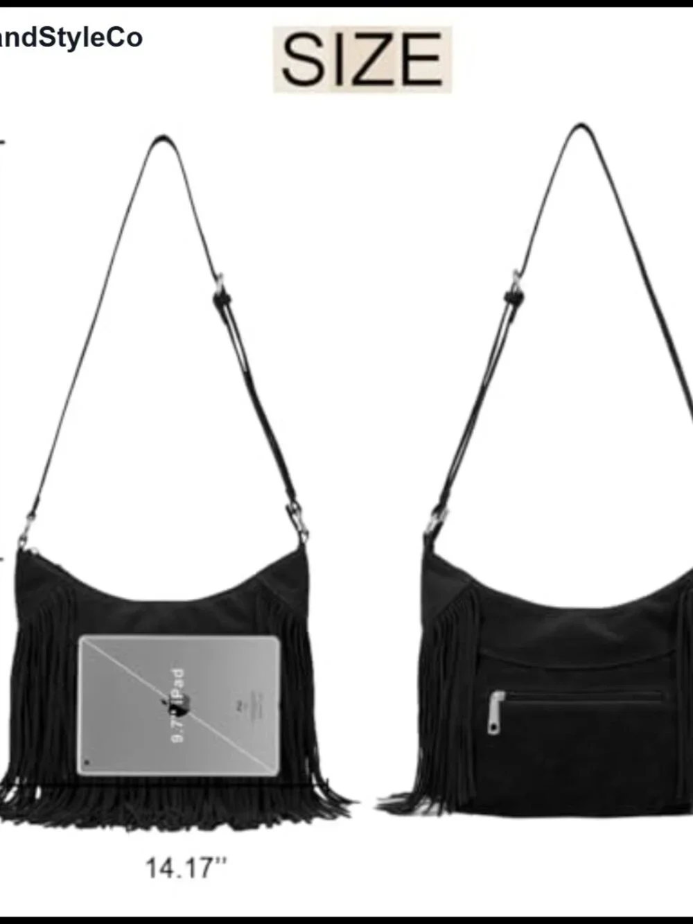 Fringe Hobo Bag Vegan Suede Tassel Western Purse Crossbody Shoulder Bag